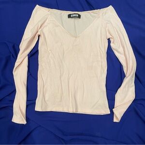 Reformation Baby Pink Off-Shoulder Top